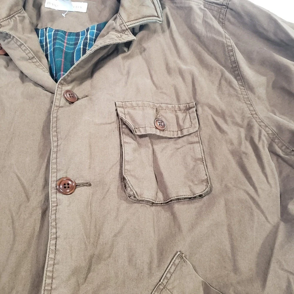 Banana Republic Military Jacket Mens Brown M Lined Leather Collar Outdoor‎ Chore